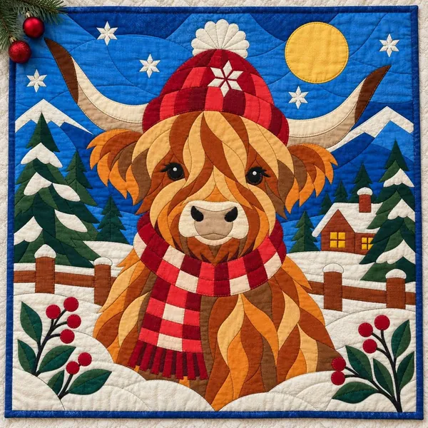 Christmas Highland Cow quilt pattern