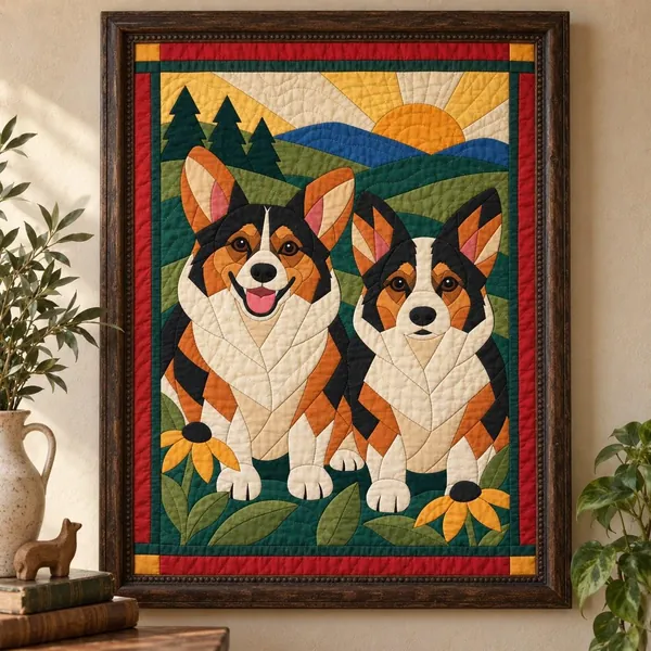 Corgi Pair quilt pattern