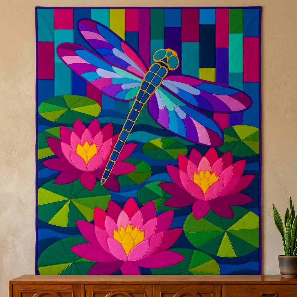 Dragonfly Waterlily quilt pattern
