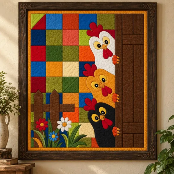Peeking chickens quilt pattern
