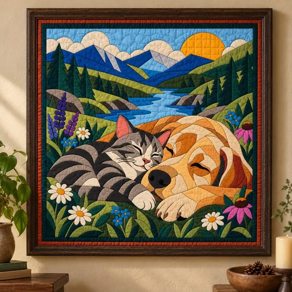 Sleeping Cat and Dog quilt pattern